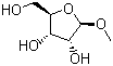 结构式 CAS# 7473-45-2, 甲基-beta-D-呋喃核糖苷