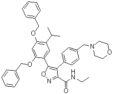 N-Ethyl-5-[5-(1-methylethyl)-2,4-bis(phenylmethoxy)phenyl]-4-[4-(4-morpholinylmethyl)phenyl]-3-isoxazolecarboxamide molecular structure (CAS 747414-24-0)
