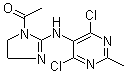 structure of CAS# 75438-54-9, 1-Acetyl-N-(4,6-dichloro-2-methyl-5-pyrimidinyl)-4,5-dihydro-1H-imidazol-2-amine