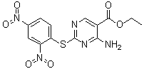 4-Amino-2-[(2,4-dinitrophenyl)thio]-5-pyrimidinecarboxylic acid ethyl ester molecular structure (CAS 75464-92-5)