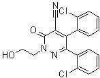 5,6-Bis(2-chlorophenyl)-2,3-dihydro-2-(2-hydroxyethyl)-3-oxo-4-pyridazinecarbonitrile molecular structure (CAS 75660-48-9)