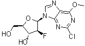 结构式 CAS# 758705-70-3, 2-氯-9-(2-脱氧-2-氟-beta-D-阿拉伯呋喃糖基)-6-甲氧基-9H-嘌呤