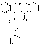 1-(2-氯苯基)二氢-3-(2-甲基苯基)-5-[(4-甲基苯基)偶氮]-2-硫代-4,6(1H,5H)-嘧啶二酮分子结构 (CAS 76153-37-2)