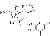 N-乙酰基-2-O-(4-甲基-2-氧代-2H-1-苯并吡喃-7-基)-alpha-神经氨酸一钠盐分子结构 (CAS 76204-02-9)