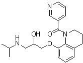 structure of CAS# 76252-06-7, Nicainoprol;[3,4-Dihydro-8-[2-hydroxy-3-[(1-methylethyl)amino]propoxy]-1(2H)-quinolinyl]-3-pyridinylmethanone