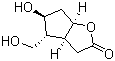 (3aS,4R,5S,6aR)-(+)-六氢-5-羟基-4-羟甲基-2H-环戊并[b]呋喃-2-酮分子结构 (CAS 76704-05-7)
