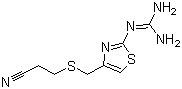 结构式 CAS# 76823-93-3, 3-(2-胍基-噻唑-4-基甲硫)-丙腈; 1-{4-[(2-氰基乙基)硫甲基]噻唑-2-基}胍