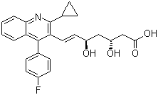 (3R,5R,6E)-7-[2-Cyclopropyl-4-(4-fluorophenyl)-3-quinolinyl]-3,5-dihydroxy-6-heptenoic acid molecular structure (CAS 769908-13-6)