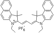 3-Ethyl-2-[3-(3-ethyl-1,3-dihydro-1,1-dimethyl-2H-benz[e]indol-2-ylidene)-1-propen-1-yl]-1,1-dimethyl-1H-benz[e]indolium hexafluorophosphate(1-) (1:1) molecular structure (CAS 769933-13-3)