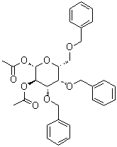 3,4,6-Tris-O-(phenylmethyl)-beta-D-galactopyranose 1,2-diacetate molecular structure (CAS 77790-46-6)