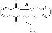structure of CAS# 781661-94-7, YM 155;4,9-Dihydro-1-(2-methoxyethyl)-2-methyl-4,9-dioxo-3-(2-pyrazinylmethyl)-1H-naphth[2,3-d]imidazolium bromide