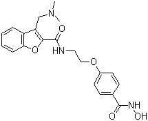 结构式 CAS# 783355-60-2, PCI 24781; 3-[(二甲基氨基)甲基]-N-[2-[4-[(羟基氨基)羰基]苯氧基]乙基]-2-苯并呋喃甲酰胺