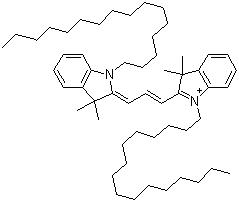 1-十六烷基-2-[3-(1-十六烷基-1,3-二氢-3,3-二甲基-2H-吲哚-2-亚基)-1-丙烯-1-基]-3,3-二甲基-3H-吲哚鎓分子结构 (CAS 78566-75-3)