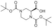 (S)-1,4-Bis(tert-butoxycarbonyl)piperazine-2-carboxylic acid molecular structure (CAS 788799-69-9)