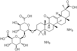 structure of CAS# 79165-06-3, Diammonium glycyrrhizinate;(2S,3S,4S,5R,6R)-6-[(2S,3R,4S,5S,6S)-2-[[(3S,4aR,6aR,6bS,8aS,11S,12aR,14aR,14bS)-11-carboxy-4,4,6a,6b,8a,11,14b-heptamethyl-14-oxo-2,3,4a,5,6,7,8,9,10,12,12a,14a-dodecahydro-1H-picen-3-yl]oxy]-6-carboxy-4,5-dihydroxyoxan-3-yl]oxy-3,4,5-trihydroxyoxane-2-carboxylic acid azane