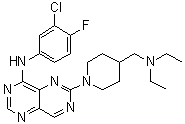 N-(3-氯-4-氟苯基)-6-[4-[(二乙基氨基)甲基]-1-哌啶基]嘧啶并[5,4-d]嘧啶-4-胺分子结构 (CAS 793726-84-8)