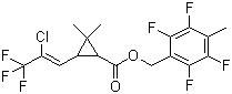 结构式 CAS# 79538-32-2, 七氟菊酯; 七氟苯菊酯; 2,3,5,6-四氟-4-甲基苄基 (Z)-(1R,3R,1S,3S)-3-(2-氯-3,3,3-三氟丙-1-烯基)-2,2-二甲基环丙烷羧酸酯