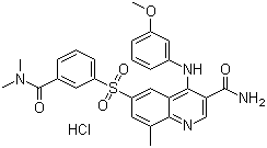 6-[[3-[(Dimethylamino)carbonyl]phenyl]sulfonyl]-4-[(3-methoxyphenyl)amino]-8-methyl-3-quinolinecarboxamide hydrochloride molecular structure (CAS 801315-14-0)