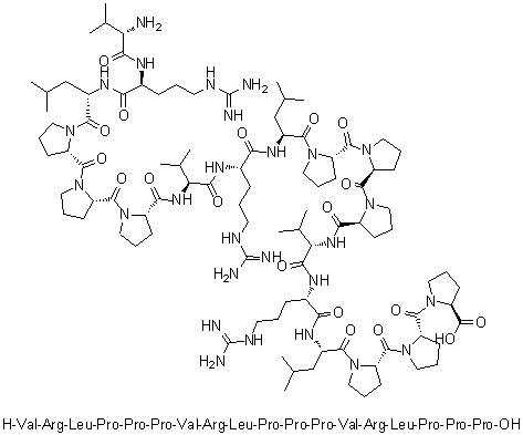 L-Valyl-L-arginyl-L-leucyl-L-prolyl-L-prolyl-L-prolyl-L-valyl-L-arginyl-L-leucyl-L-prolyl-L-prolyl-L-prolyl-L-valyl-L-arginyl-L-leucyl-L-prolyl-L-prolyl-L-proline molecular structure (CAS 803732-09-4)