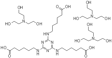 6,6',6''-(1,3,5-Triazine-2,4,6-triyltriimino)trishexanoic acid compd. with 2,2',2''-nitrilotris[ethanol] (1:3) molecular structure (CAS 80584-92-5)