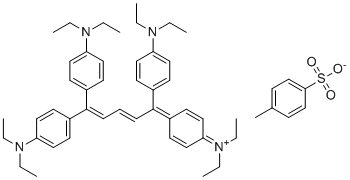 1-{2,2-Bis[4-(diethylamino)phenyl]vinya}-3,3-bis[4-(diethylamino)phenyl]prop-2-en-1-ylium p-toluenesulfonate molecular structure (CAS 80912-02-3)