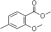 structure of CAS# 81245-24-1, 2-Methoxy-4-methylbenzoic acid methyl ester;Methyl 2-methoxy-4-methylbenzoate; Methyl 4-methyl-2-methoxybenzoate; Methyl o-methoxy-p-toluate