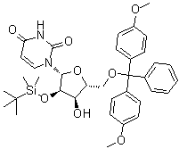 2'-O-叔丁基二甲基硅烷基-5'-O-(4,4'-二甲氧基三苯甲基)尿苷分子结构 (CAS 81246-80-2)