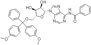 结构式 CAS# 81246-82-4, 5'-O-(4,4'-二甲氧基三苯甲基)-N6-苯甲酰基腺苷