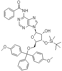 N-Benzoyl-5'-O-[bis(4-methoxyphenyl)phenylmethyl]-3'-O-[(1,1-dimethylethyl)dimethylsilyl]adenosine molecular structure (CAS 81256-88-4)