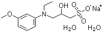 structure of CAS# 82692-96-4, N-Ethyl-N-(2-hydroxy-3-sulfopropyl)-3-methoxyaniline sodium salt dihydrate