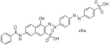 7-(Benzoylamino)-4-hydroxy-3-[[4-[(4-sulfophenyl)azo]phenyl]azo]-2-naphthalenesulfonic acid sodium salt molecular structure (CAS 83221-50-5)
