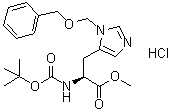 structure of CAS# 83468-80-8, N-[(1,1-Dimethylethoxy)carbonyl]-3-[(phenylmethoxy)methyl]-L-histidine methyl ester monohydrochloride