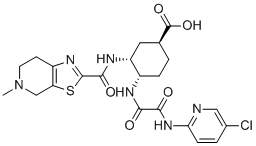 structure of CAS# 834919-19-6, Edoxaban Impurity 6;(1S,3R,4S)-4-[[2-[(5-chloropyridin-2-yl)amino]-2-oxoacetyl]amino]-3-[(5-methyl-6,7-dihydro-4H-[1,3]thiazolo[5,4-c]pyridine-2-carbonyl)amino]cyclohexane-1-carboxylic acid