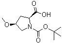 结构式 CAS# 83623-93-2, (2S,4S)-1-叔丁氧羰基-4-甲氧基吡咯烷-2-羧酸