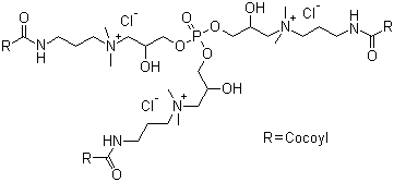 3,3',3''-[Phosphinylidynetris(oxy)]tris[N-(3-aminopropyl)-2-hydroxy-N,N-dimethyl-1-propanaminium N,N',N''-tricocoyl derivs. trichlorides molecular structure (CAS 83682-78-4)