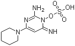 结构式 CAS# 83701-22-8, 敏乐啶硫酸盐; 米诺地尔硫酸盐; 6-(1-哌啶基)-2,4-嘧啶二胺-3-氧化物硫酸盐; 6-氨基-1,2-二氢-1-羟基-2-亚胺基-4-(1-哌啶基)嘧啶硫酸酯