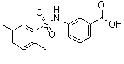 structure of CAS# 838818-53-4, 3-[[(2,3,5,6-Tetramethylphenyl)sulfonyl]amino]benzoic acid