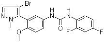 structure of CAS# 839713-36-9, 1-[3-(4-Bromo-1-methyl-1H-pyrazol-5-yl)-4-methoxyphenyl]-3-(2,4-difluorophenyl)urea