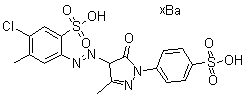 5-Chloro-2-[[4,5-dihydro-3-methyl-5-oxo-1-(4-sulfophenyl)-1H-pyrazol-4-yl]azo]-4-methylbenzenesulfonic acid barium salt molecular structure (CAS 84030-37-5)