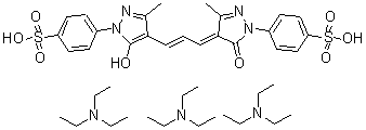 4-[4,5-Dihydro-4-[3-[5-hydroxy-3-methyl-1-(4-sulfophenyl)-1H-pyrazol-4-yl]-2-propen-1-ylidene]-3-methyl-5-oxo-1H-pyrazol-1-yl]benzenesulfonic acid compd. with N,N-diethylethanamine (1:3) molecular structure (CAS 84100-38-9)