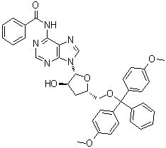 N-Benzoyl-5'-O-[bis(4-methoxyphenyl)phenylmethyl]-3'-deoxyadenosine molecular structure (CAS 84138-86-3)