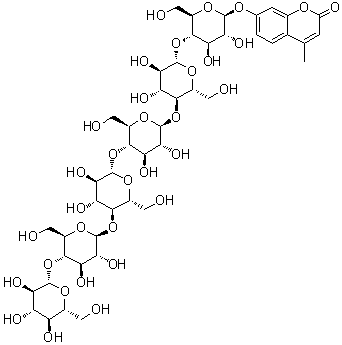 7-[(O-beta-D-Glucopyranosyl-(1→4)-O-beta-D-glucopyranosyl-(1→4)-O-beta-D-glucopyranosyl-(1→4)-O-beta-D-glucopyranosyl-(1→4)-O-beta-D-glucopyranosyl-(1→4)-beta-D-glucopyranosyl)oxy]-4-methyl-2H-1-benzopyran-2-one molecular structure (CAS 84325-21-3)