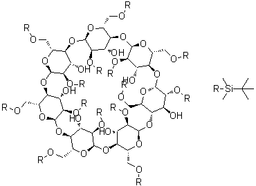 七(2,6-二-O-叔丁基二甲基硅烷基)-beta-环糊精分子结构 (CAS 84346-53-2)