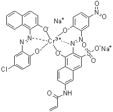 Disodium [1-[(5-Chloro-2-hydroxyphenyl)azo]-2-naphthalenolato][4-hydroxy-3-[(2-hydroxy-5-nitrophenyl)azo]-7-[(1-oxo-2-propenyl)amino]-2-naphthalenesulfonato]chromate molecular structure (CAS 84434-74-2)