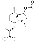 structure of CAS# 84638-55-1, Acetylvalerenolic acid;(2E)-3-[(1R,4S,7R,7aR)-1-(Acetyloxy)-2,4,5,6,7,7a-hexahydro-3,7-dimethyl-1H-inden-4-yl]-2-methyl-2-propenoic acid; Acetoxyvalerenic acid