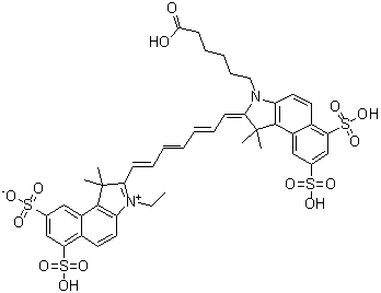 2-[7-[3-(5-Carboxypentyl)-1,3-dihydro-1,1-dimethyl-6,8-disulfo-2H-benz[e]indol-2-ylidene]-1,3,5-heptatrien-1-yl]-3-ethyl-1,1-dimethyl-6,8-disulfo-1H-benz[e]indolium inner salt molecular structure (CAS 847180-48-7)