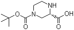 (S)-4-N-Boc-哌嗪-2-甲酸分子结构 (CAS 848482-93-9)