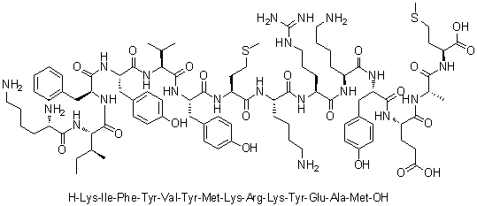 L-Lysyl-L-isoleucyl-L-phenylalanyl-L-tyrosyl-L-valyl-L-tyrosyl-L-methionyl-L-lysyl-L-arginyl-L-lysyl-L-tyrosyl-L-alpha-glutamyl-L-alanyl-L-methionine molecular structure (CAS 849359-86-0)
