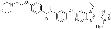 structure of CAS# 850664-21-0, GSK 269962A;N-[3-[[2-(4-Aminofurazan-3-yl)-1-ethyl-1H-imidazo[4,5-c]pyridin-6-yl]oxy]phenyl]-4-[[2-(4-morpholinyl)ethyl]oxy]benzamide
