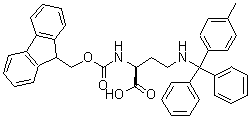 structure of CAS# 851392-68-2, (2S)-2-[[(9H-Fluoren-9-ylmethoxy)carbonyl]amino]-4-[[(4-methylphenyl)diphenylmethyl]amino]butanoic acid